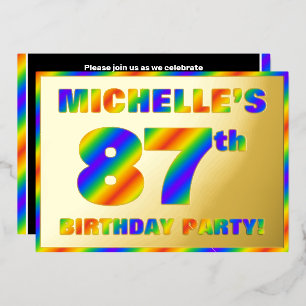 Invitación Con Relieve Metalizado 87ª fiesta de cumpleaños — Diversión, espectro arc