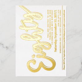 Invitación Con Relieve Metalizado 880ª fiesta de cumpleaños blanca con guión de oro