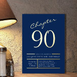 Invitación Con Relieve Metalizado 90 Blue 90th Birthday Party Gold<br><div class="desc">Celebra tu cumpleaños número 90 con estilo con una invitación de Relieve metalizado azul y dorado para tu familia y amigos! Esta hermosa invitación para el cumpleaños es perfecta para cualquier evento histórico, creando un ambiente único e inolvidable para su día especial. El impresionante diseño presenta un Relieve metalizado dorado...</div>