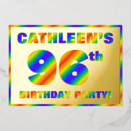 Invitación Con Relieve Metalizado 96ª fiesta de cumpleaños — Diversión, espectro arc
