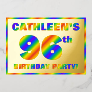 Invitación Con Relieve Metalizado 96ª fiesta de cumpleaños — Diversión, espectro arc