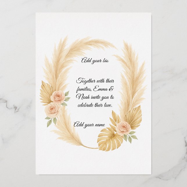 Invitación Con Relieve Metalizado A dreamy boho arch for your perfect day (Anverso)