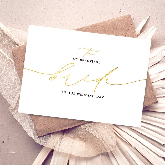 Invitación Con Relieve Metalizado A mi novia en nuestro día de bodas elegante (Subido por el creador)