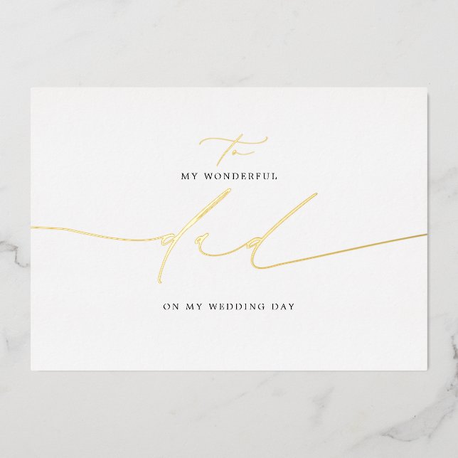 Invitación Con Relieve Metalizado A Mi Papá En Mi Día De Matrimonio Elegante (Anverso)