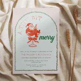 Invitación Con Relieve Metalizado A Tini Bit Merry Christmas Cocktail Party