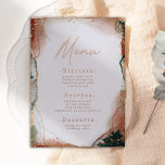 Invitación Con Relieve Metalizado Abstract Watercolor Verde azulado y Real Rosa Gold<br><div class="desc">Elegante Resumen Menús de color azul etéreo Verde azulado y Boda de cobre con selección de Relieve metalizado real en oro, plata o oro rosa. Esta moderna invitación a la boda es hermosa, pintada a mano con colores ricos, perfectos para el otoño. Mostrado en la paleta de color Boda Verde...</div>