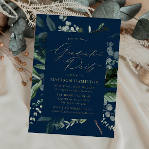 Invitación Con Relieve Metalizado Abundante fiesta de graduación de la Marina de la 