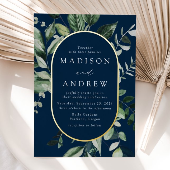 Invitación Con Relieve Metalizado Abundante marina de vegetación y Boda del óvalo de (Subido por el creador)