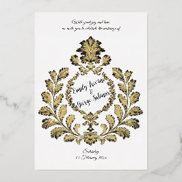 Invitación Con Relieve Metalizado Acanthus & Antiquity, Gold y Black,