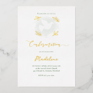 Invitación Con Relieve Metalizado acentos dorados Confirmación