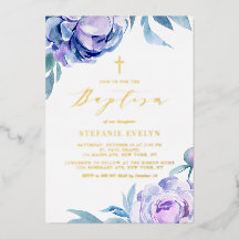 Acuarela Botánica Violeta Peonía Flores Bautismo