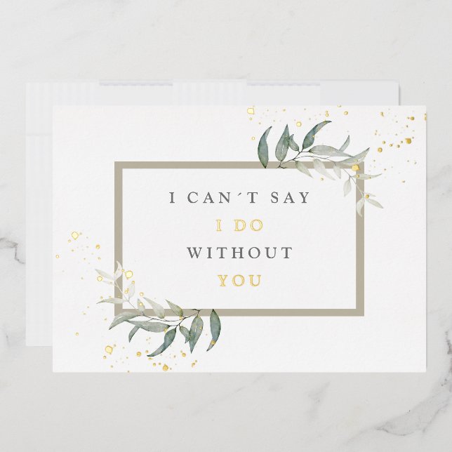 Invitación Con Relieve Metalizado acuarela deja propuesta de dama de honor (Sobre)