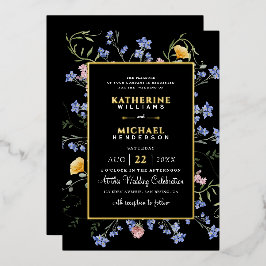 Invitación Con Relieve Metalizado Acuarela Flores silvestres rusas pradera Boda