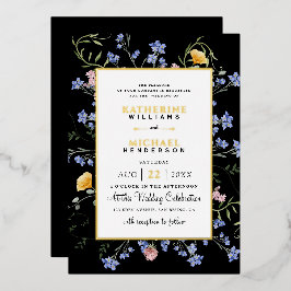 Invitación Con Relieve Metalizado Acuarela Flores silvestres rusas pradera Boda