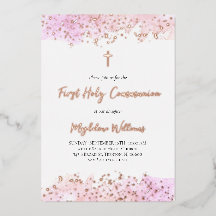 acuarela rosa Primera comunión sagrada