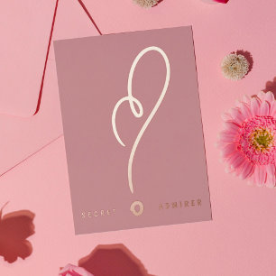 Invitación Con Relieve Metalizado Admirador Secreto DIVERTIDO FELIZ Corazón Rosa Día