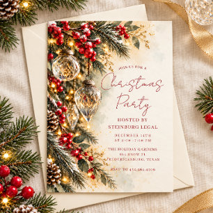 Invitación Con Relieve Metalizado Adorno de cristal elegante de Navidad