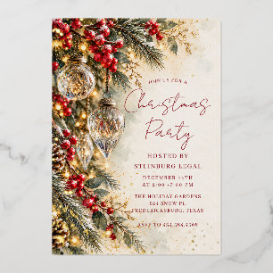 Invitación Con Relieve Metalizado Adorno de cristal elegante de Navidad 