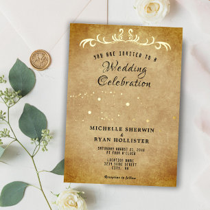 Invitación Con Relieve Metalizado Adorno de papel viejo romántico boda de moda antig