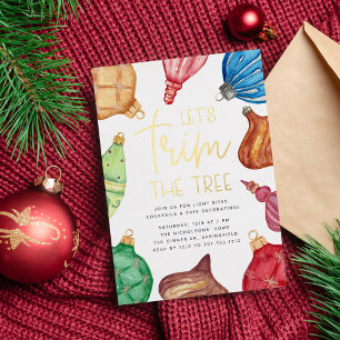 Invitación Con Relieve Metalizado Adornos Coloridos Fiesta de Decoración del Árbol d