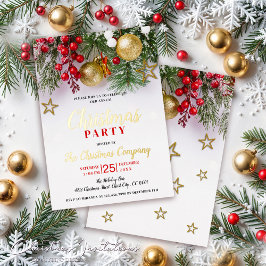 Invitación Con Relieve Metalizado Adornos de oro rústico y estrellas de oro Fiesta d
