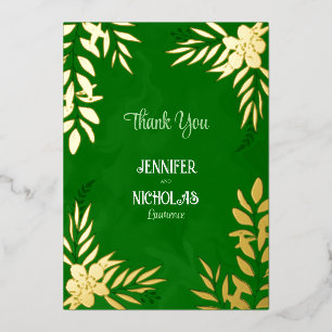 Invitación Con Relieve Metalizado Adornos Elegantes de Flores y Hojas para Boda