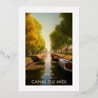 Invitación Con Relieve Metalizado Affiche Canal du midi - France - illustration