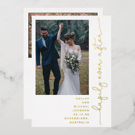 Invitación Con Relieve Metalizado Afortunadamente Después De La Recepción Del Fiesta