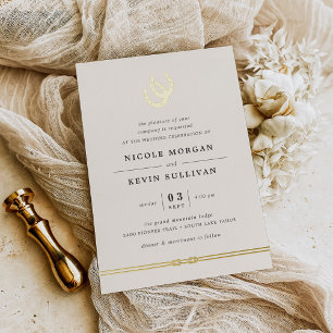 Invitación Con Relieve Metalizado Afortunado en el amor Boda de herradura