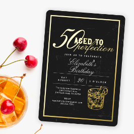 Invitación Con Relieve Metalizado Aged to Perfection Cocktail 50th Birthday Party