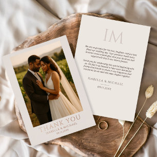 Invitación Con Relieve Metalizado Agradecimiento de boda con foto elegante