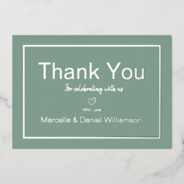 Invitación Con Relieve Metalizado Agradecimiento de boda minimalista gris simple  