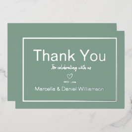 Invitación Con Relieve Metalizado Agradecimiento de boda minimalista simple gris  