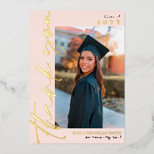 Agradecimiento de graduación con caligrafía en dor