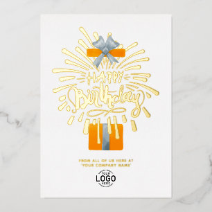 Invitación Con Relieve Metalizado Agregar logotipo regalo naranja fuegos artificiale