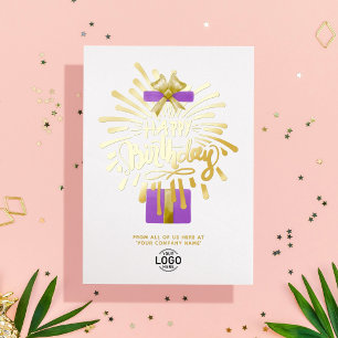 Invitación Con Relieve Metalizado Agregar logotipo regalo púrpura fuegos artificiale