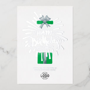 Invitación Con Relieve Metalizado Agregar logotipo regalo verde fuegos artificiales