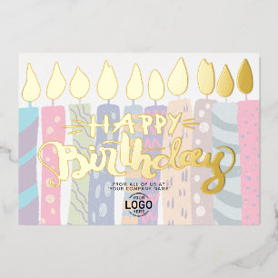 Invitación Con Relieve Metalizado Agregar logotipo Velas Color Pastel Negocios Cumpl