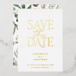 Invitación Con Relieve Metalizado ahorrar la fecha elegante no foto botánico con pap