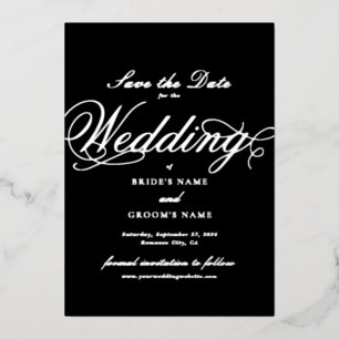 Invitación Con Relieve Metalizado Ahorre la Fecha de Boda con Hojuela de Plata Real