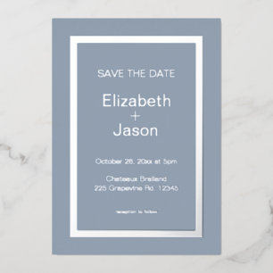 Invitación Con Relieve Metalizado Ahorre la fecha de boda simple gris azul plata