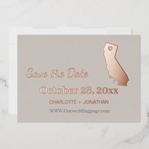 Invitación Con Relieve Metalizado Ahorro de boda en California Rosa Dorada   
