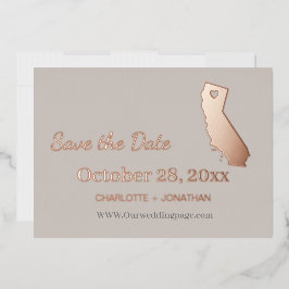 Invitación Con Relieve Metalizado Ahorro de Boda en California Rosa Dorado   