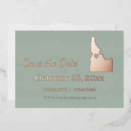 Invitación Con Relieve Metalizado Ahorro de Boda Idaho Rosa Dorada  