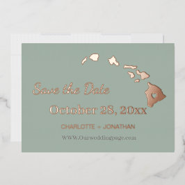 Invitación Con Relieve Metalizado Ahorro De Fecha De Boda De Hawaii Rosa Dorado
