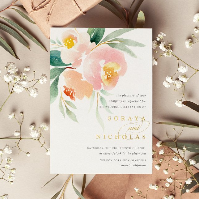 Invitación Con Relieve Metalizado Airy Floral | Boda acuarela (Subido por el creador)