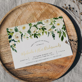 Invitación Con Relieve Metalizado Alabaster Floral Bridesmaids Brunch