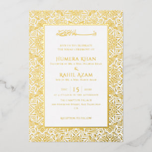 Invitación Con Relieve Metalizado Alfombra Islámica de Arco Armenio Boda