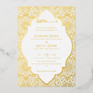 Invitación Con Relieve Metalizado Alfombra Islámica de Arco Armenio Boda