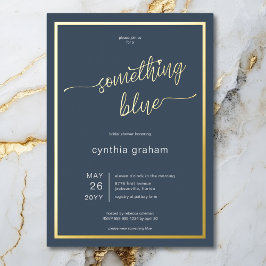 Invitación Con Relieve Metalizado Algo Azul Mínimo Antes De Hacer Ducha Bridal